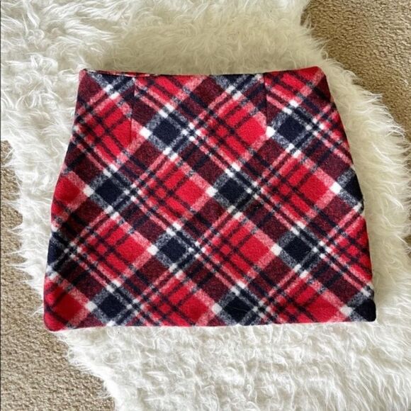 Red Plaid Wool Mini Skirt size small Holiday Christmas Forever 21 - Picture 2 of 5